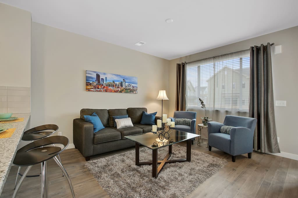 Comfortable living room with plenty of seating.