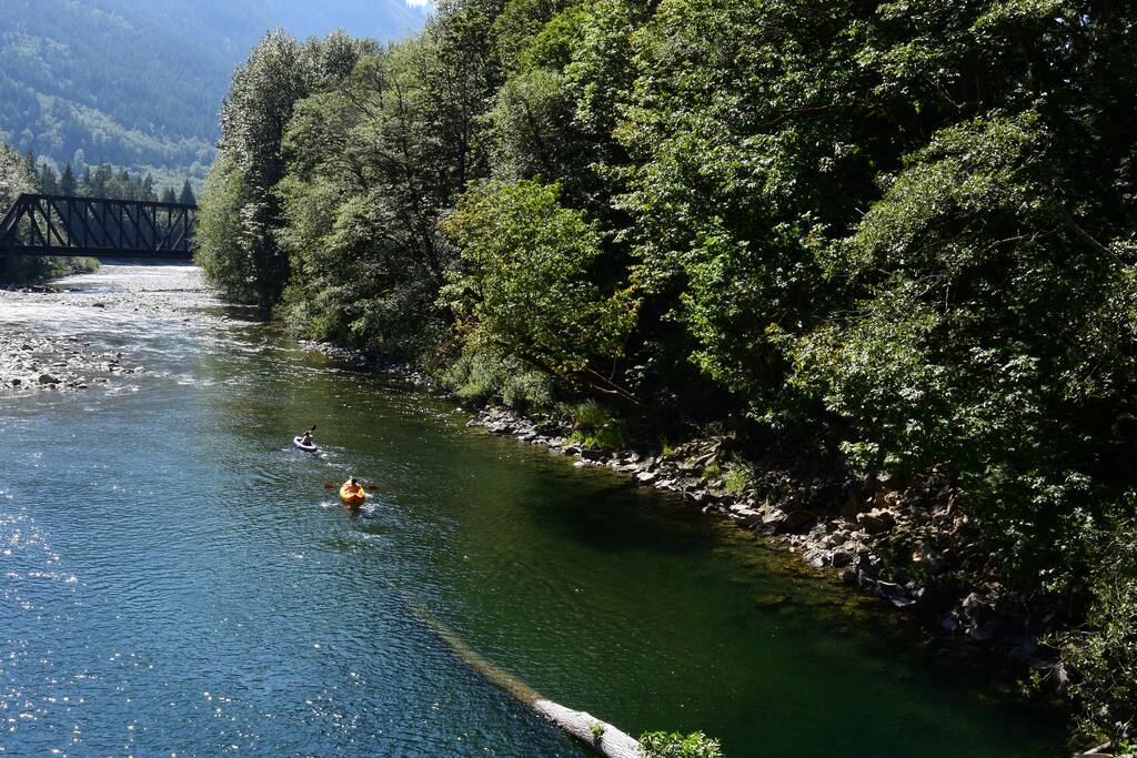 Floating down the Skykomish River at Money Creek Bridge. August 2016