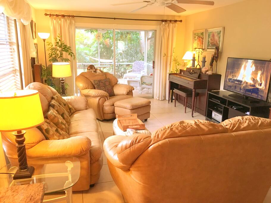 Great room have view of lush back yard