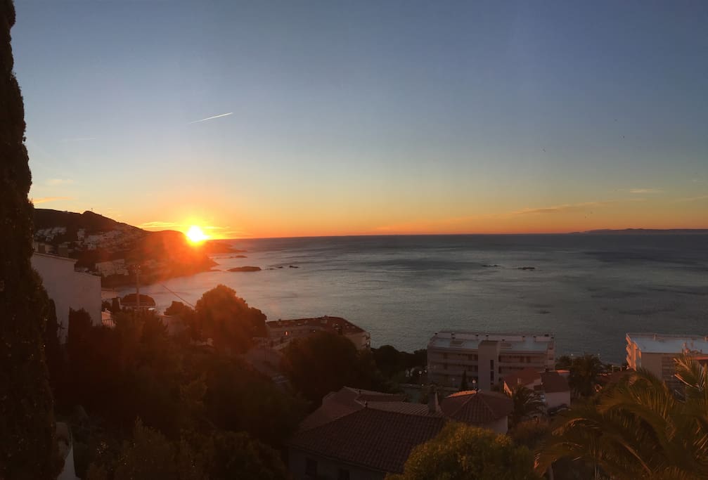 lever de soleil vu depuis la terrasse