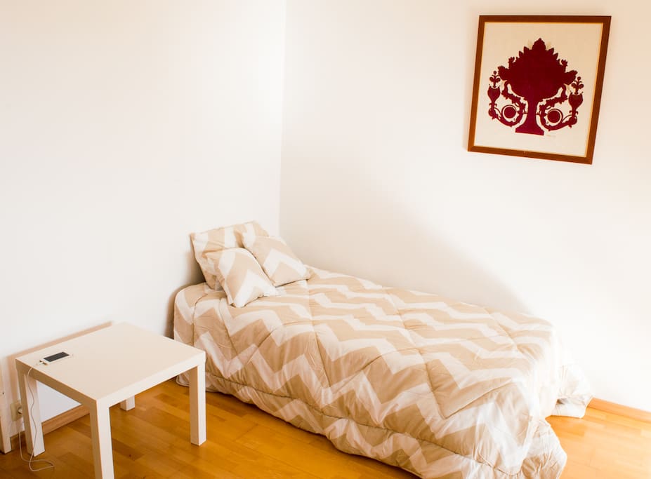 Bed placed in the living room