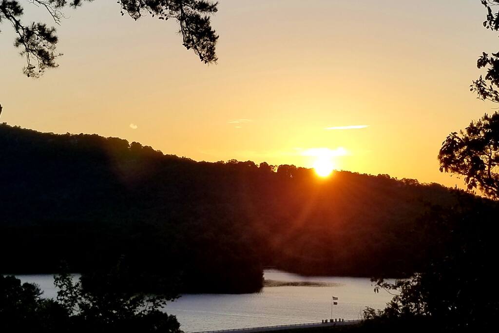 Sunrise over McElroy Mt. and Lake Petit from the deck.