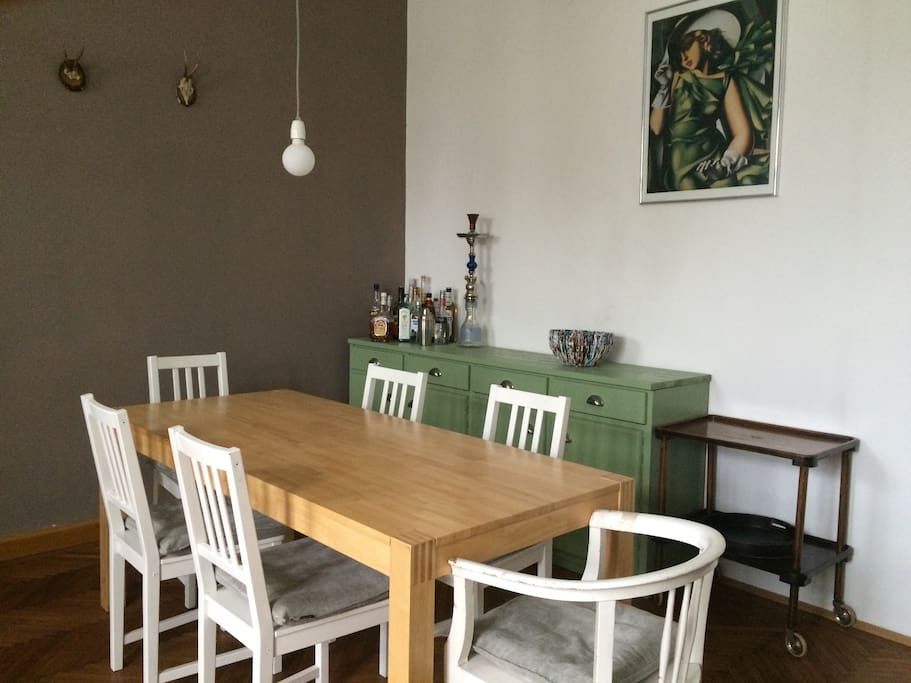 Dining table located in the living room