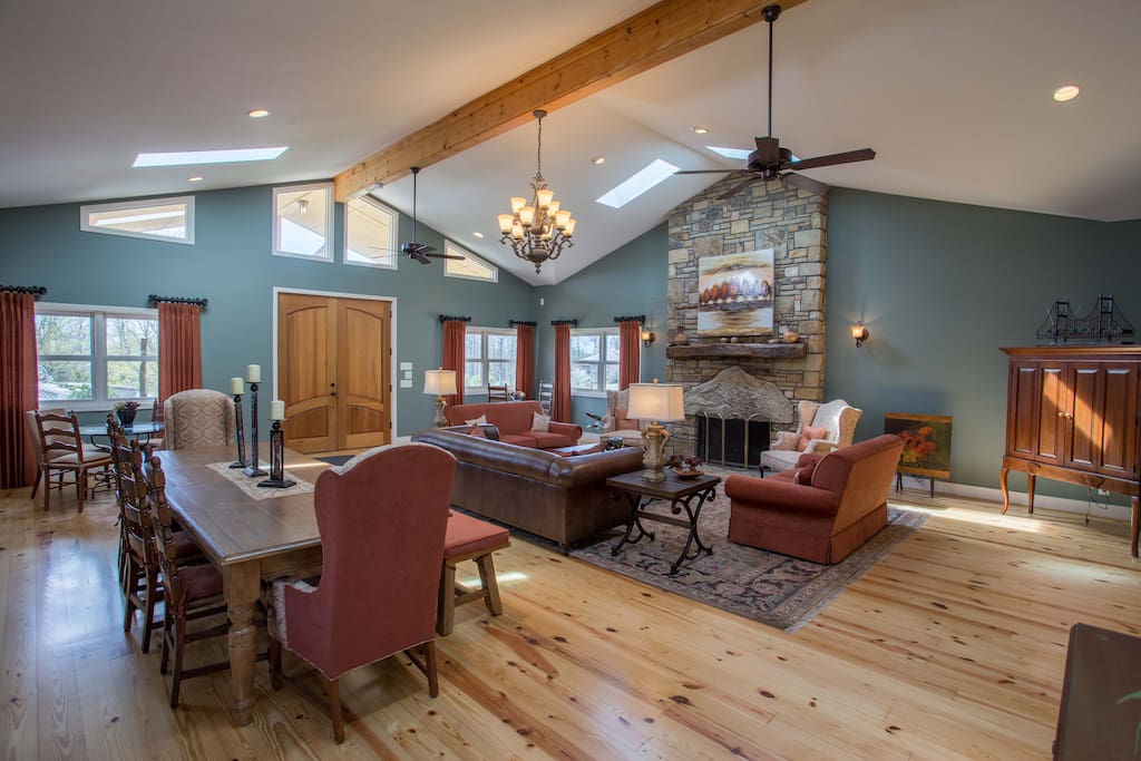 Great room, seating for 17 with gas burning fireplace