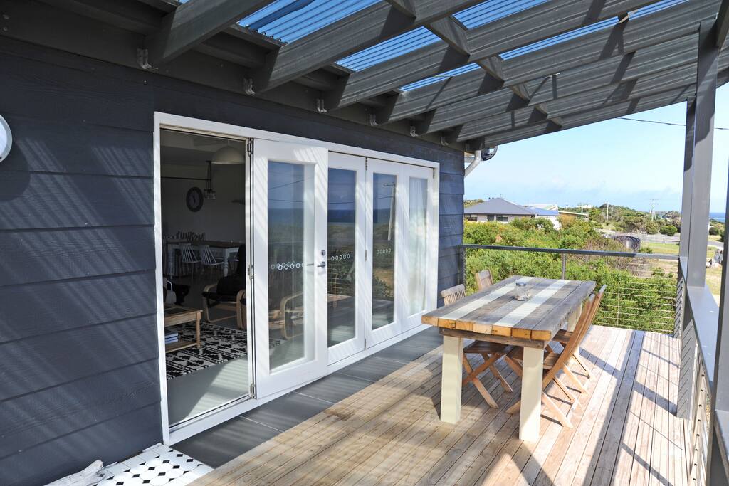 Huge outdoor deck with sweeping sea views