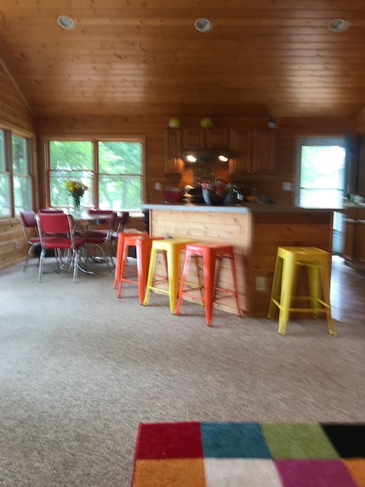 Colorful, clean and plenty of room for everyone to hang out together.