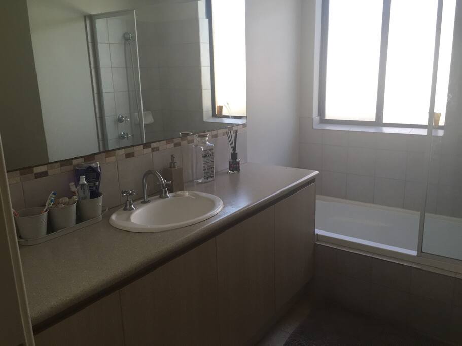Shared bathroom. Shower and bath. Towel provided.