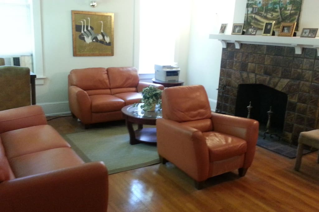 living room with decorative fireplace