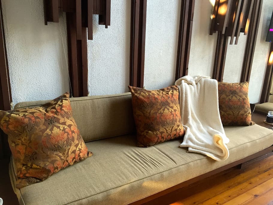 Living Room with reupholstered cushions