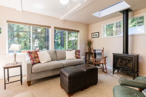 Sunny redwood forest cottage