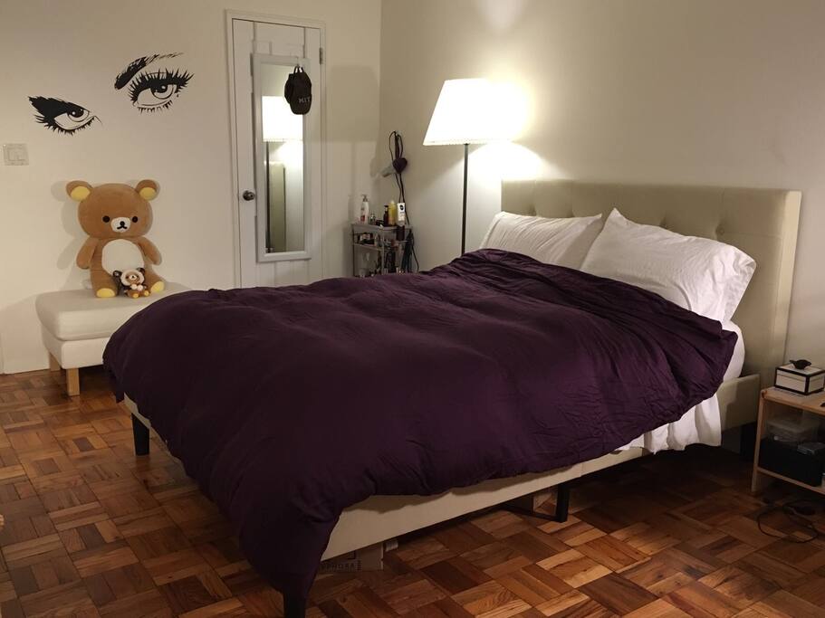 Private bedroom: Queen bed and closet