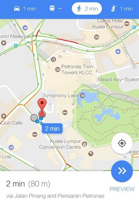KLCC is just across the road!