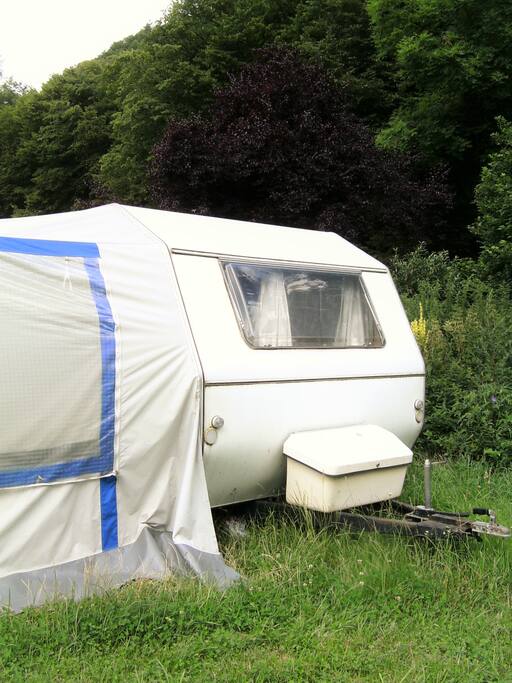 Outside the caravan