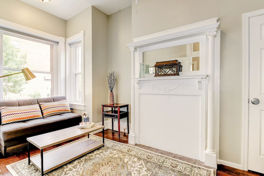 Living room (Bedroom 1 at night) - Luxury European sleeper sofa with full sheets, comforter and pillows
