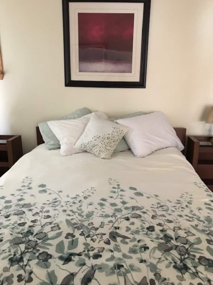 Colchón queen completamente nuevo en el dormitorio 1