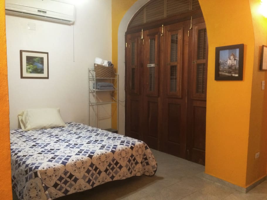 Bedroom and door to large patio.