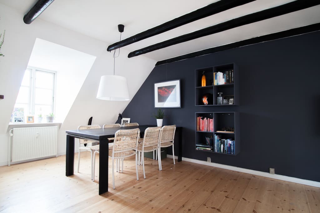 Living room with large dining table