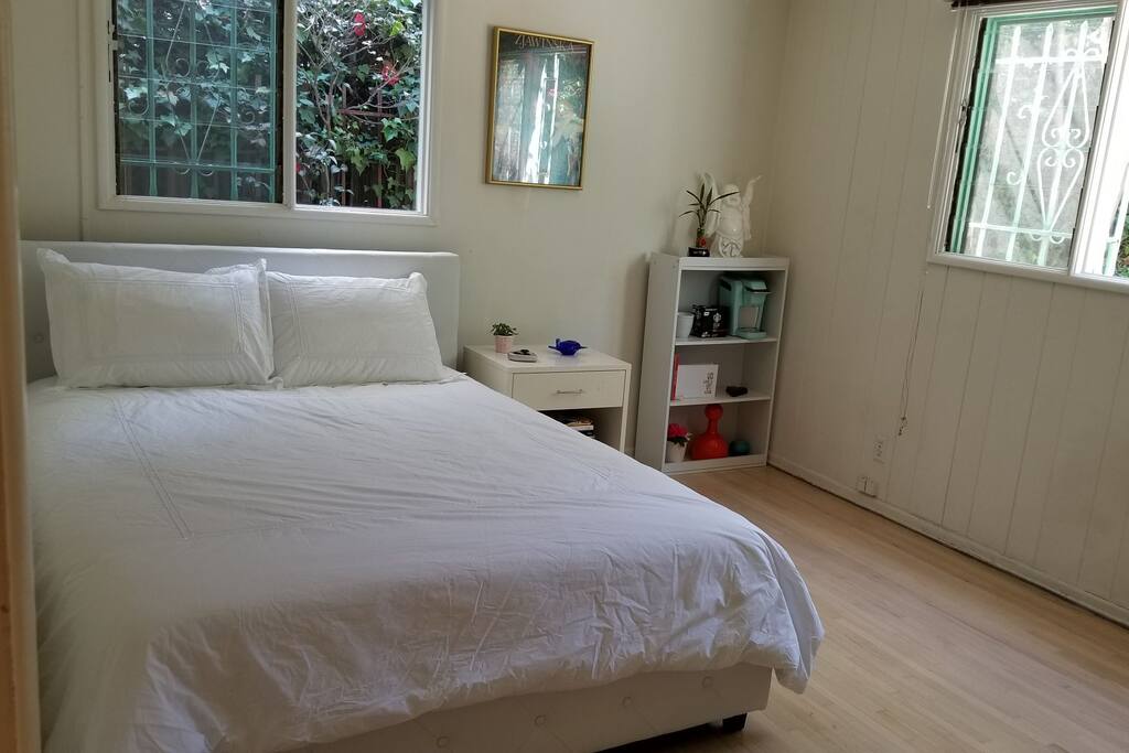 Private bedroom facing garden