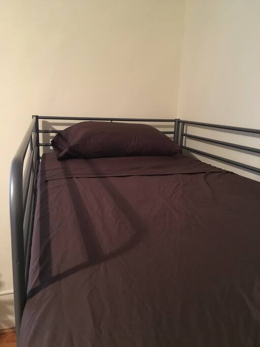 Close up of the bed.