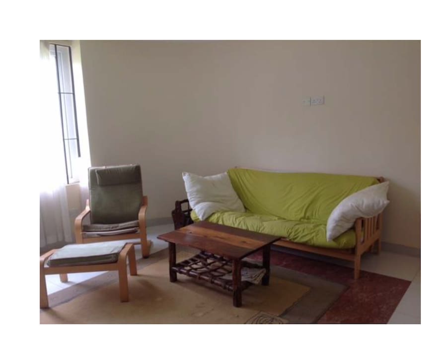 Living room with cable TV and internet.