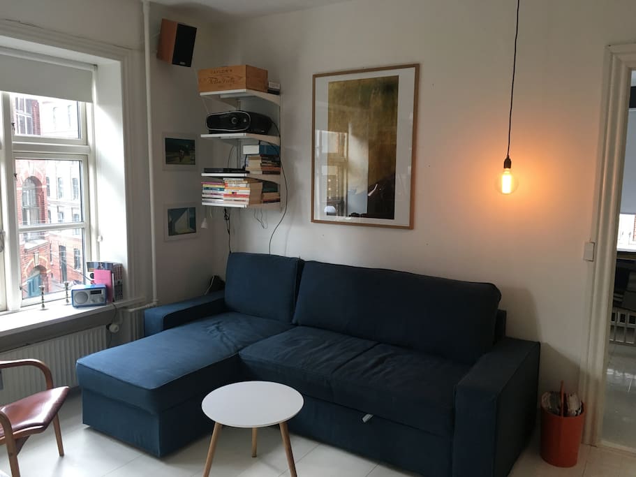 Living room with big sofa bed