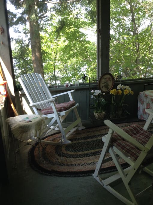 Screened in porch overlooking beautiful Eagle Lake