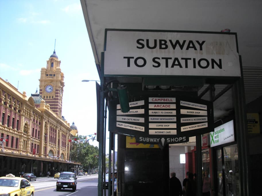 The subway to the station is at the entrance of the apartment block.