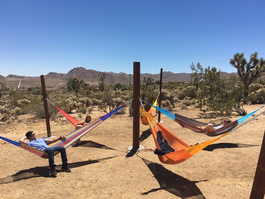 We call this our Hammock Circle of Love. It's perfect for deep life altering conversations with friends and stargazing at night. Epic views of Section 6. Communal with property.