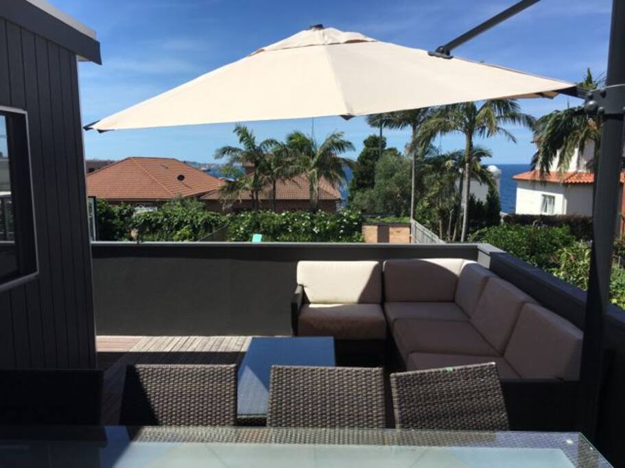 Sun drenched deck to relax on.
