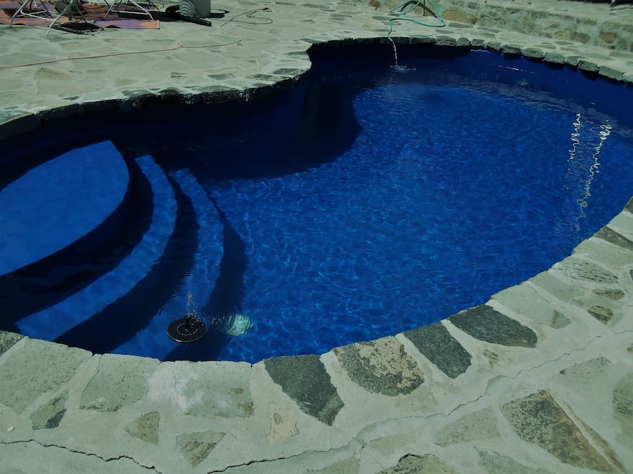 pool has been replastered 3/18 and has a solar cover so nice swimming.