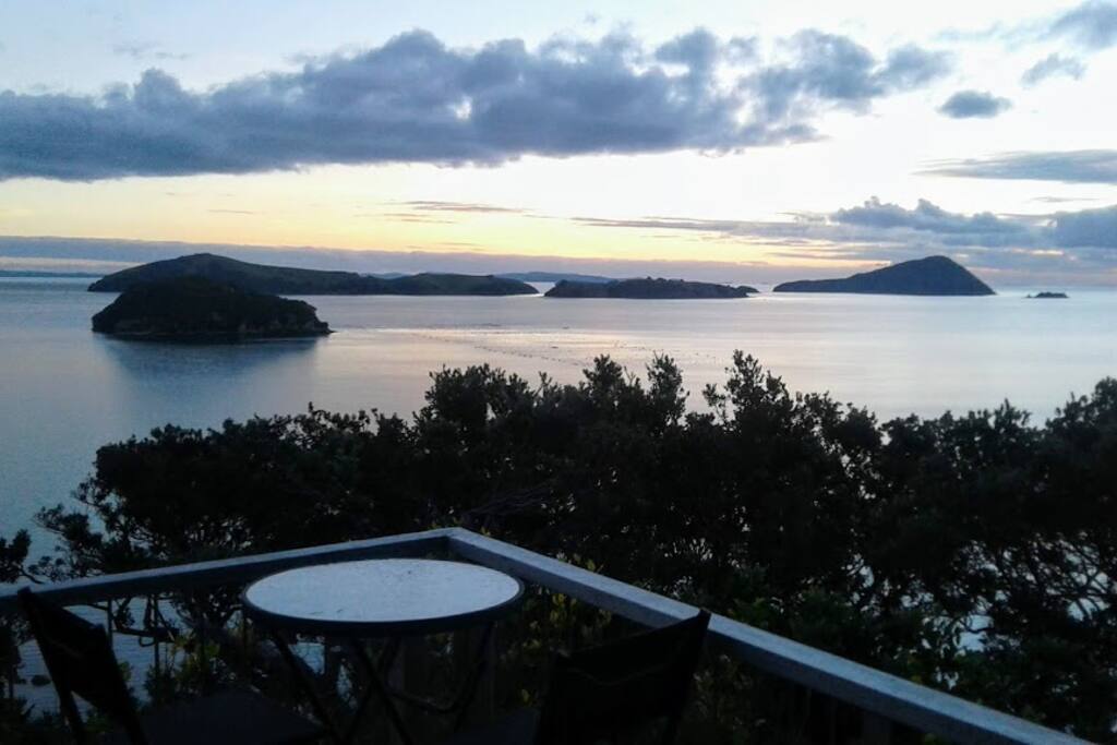 Overlooking two bays, the ocean and some islands