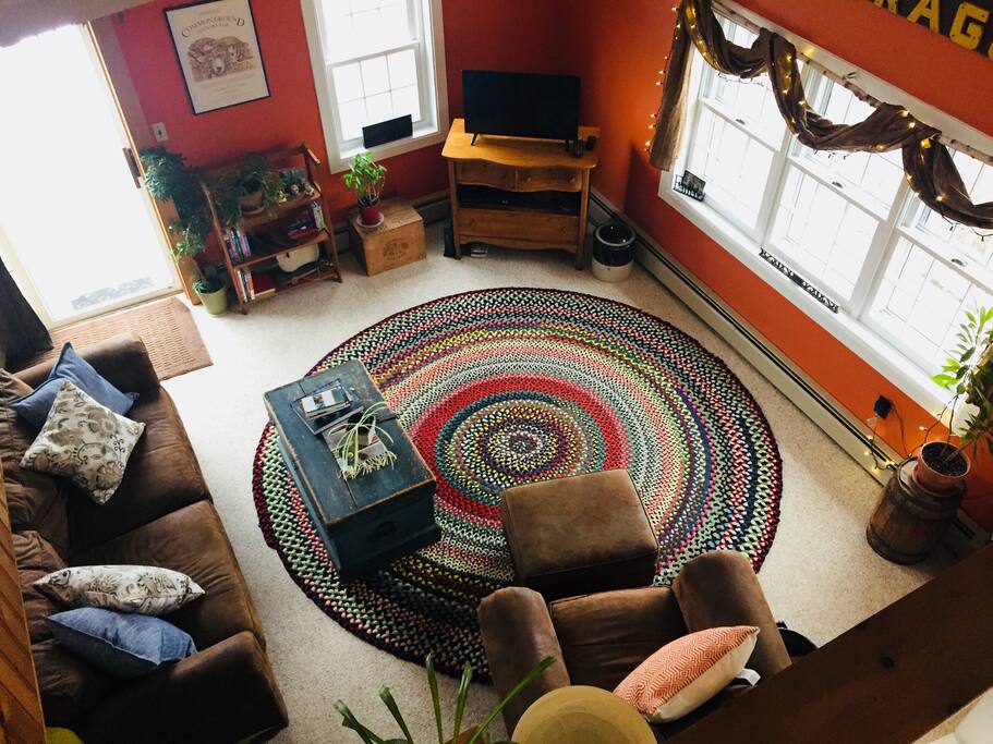 The living room from the stairway leading to your room.