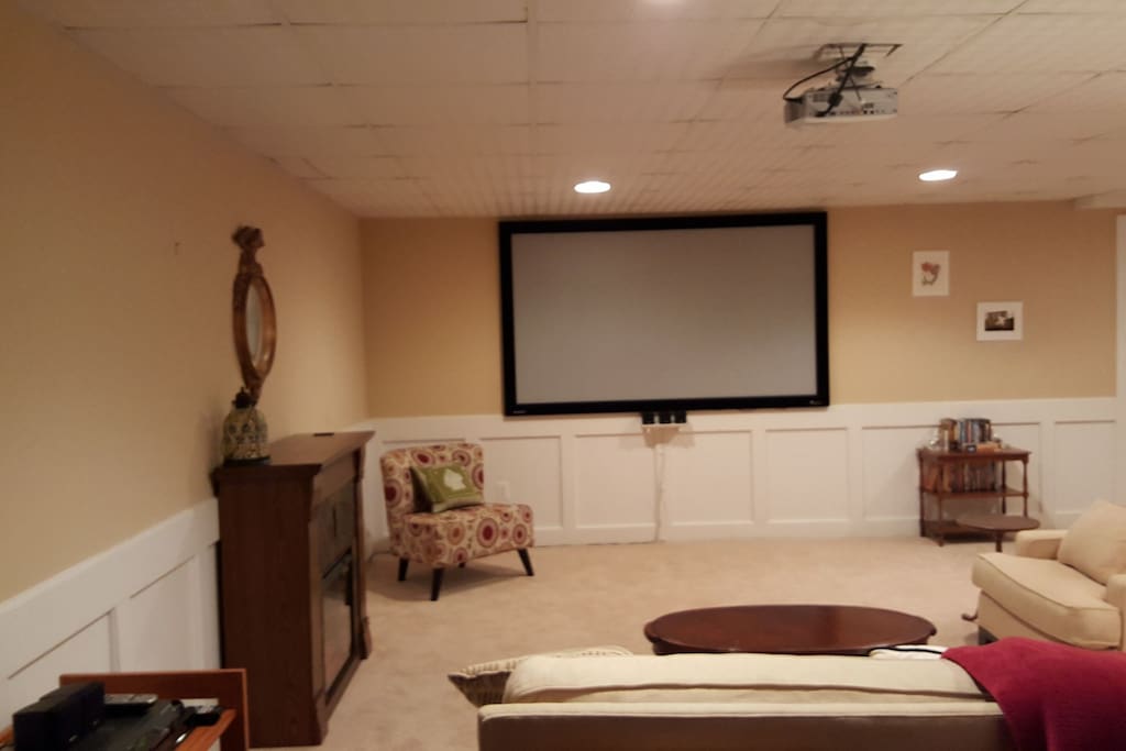 You can enjoy tv or movies on the large projector tv