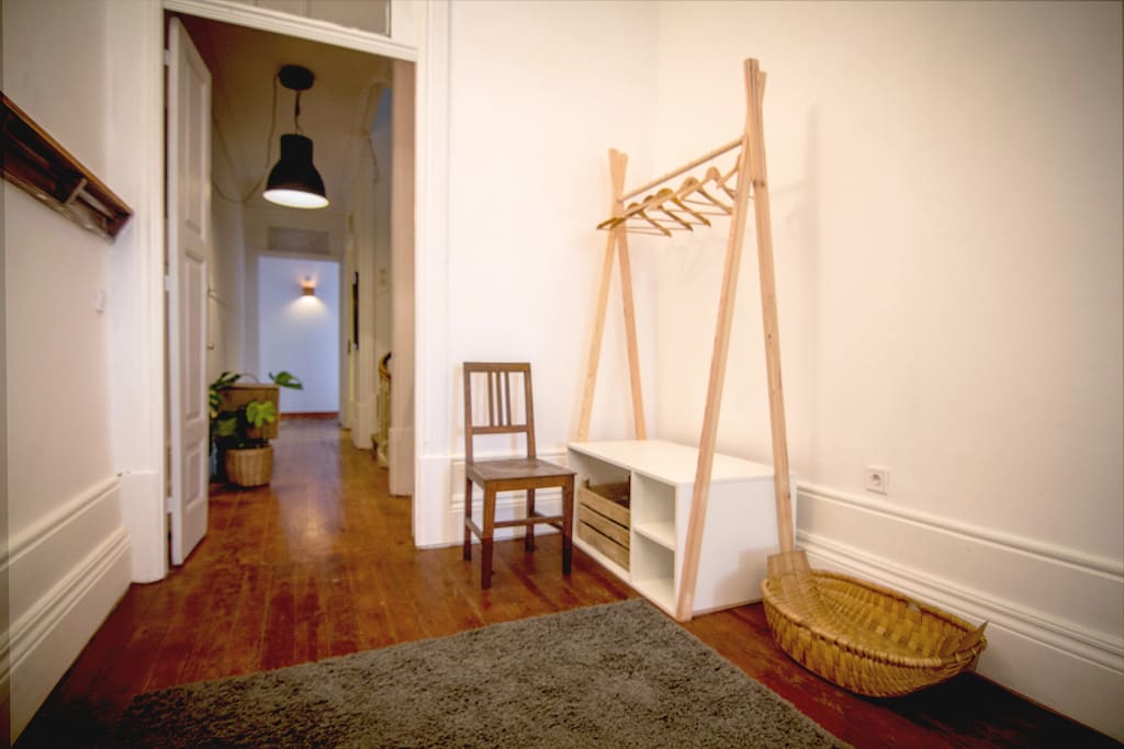 Wooden Clothing Rack in Private Bedroom