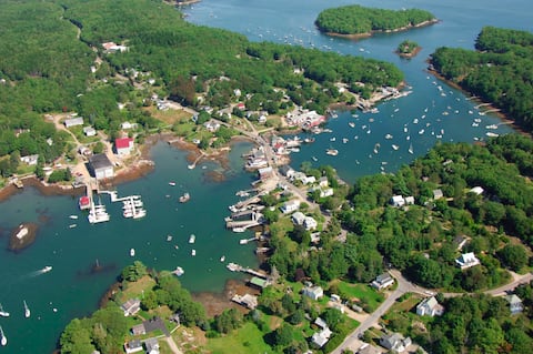Cottage on a wharf in a fishing village