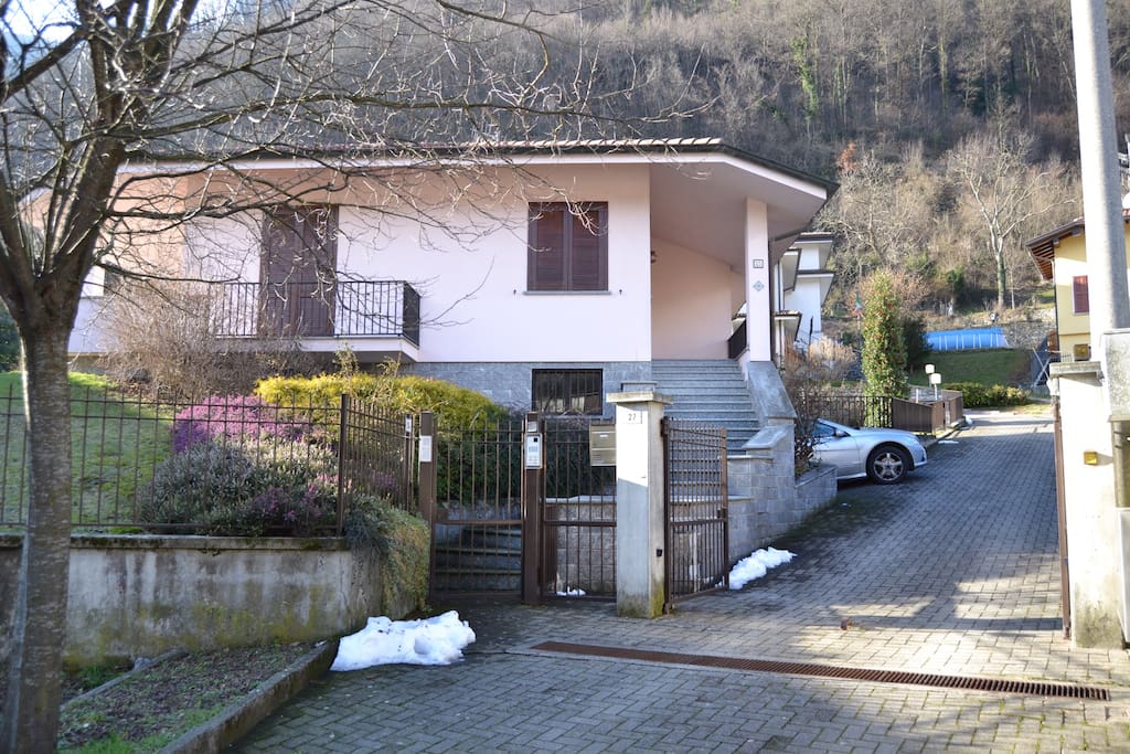 Entrance and garage