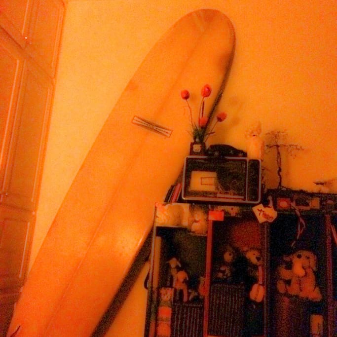 14' longboard which you can borrow if surf-inclined