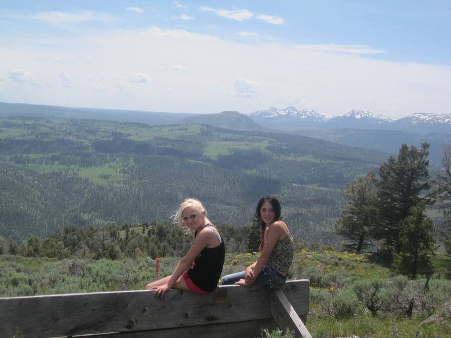 A short walk outside the cabin affords stunning views of Yellowstone Park