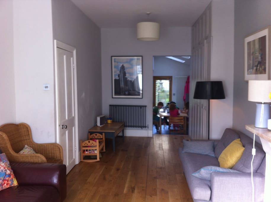 Spacious lounge opens onto kitchen for easy open plan living