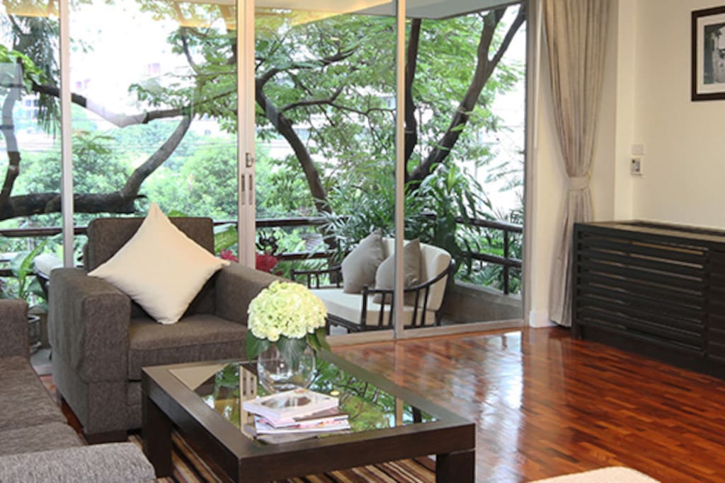 Living room with garden view