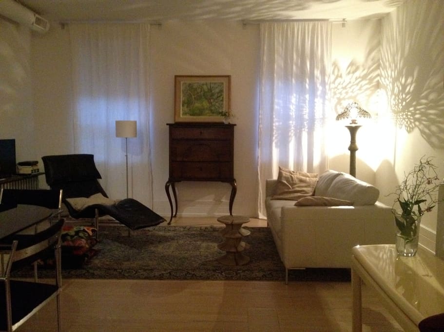 living room at night