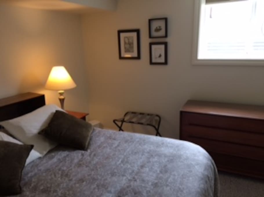 Suite has one bedroom with comfortable double bed