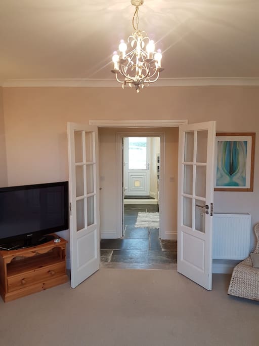 Looking out through to the galley kitchen & private entrance to the annexe.