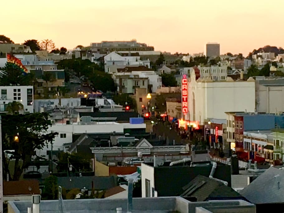 View from your balcony of the Castro. You're a 2 minute walk away. You're next to the action, but on a quiet street.