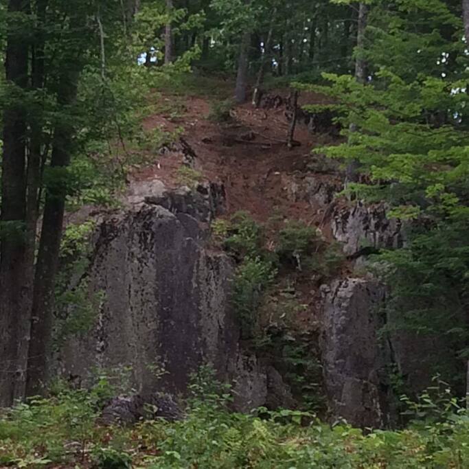 View of huge cliff from the kitchen.