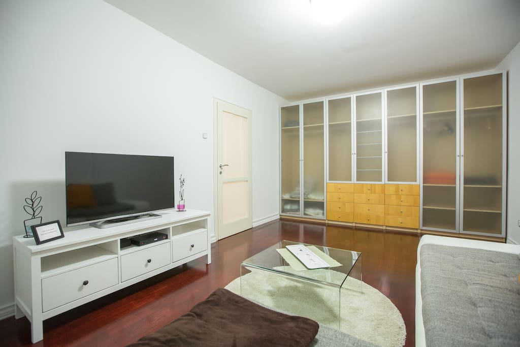 Comfortable living room with cable TV