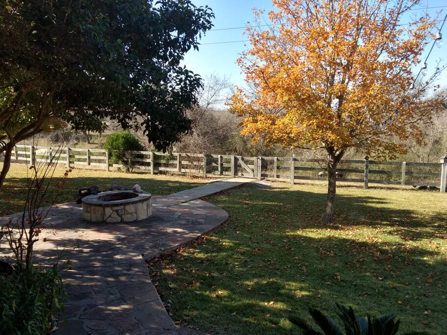 Fire pit and steps to Julian Creek