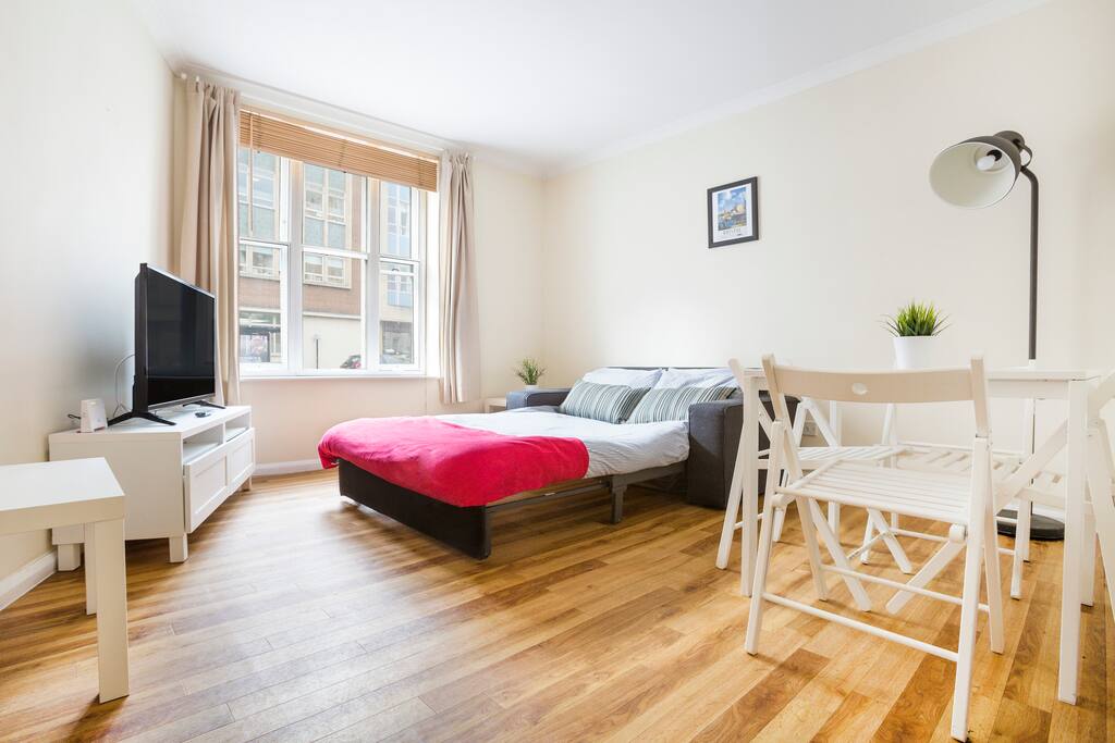 Living room with optional sofa bed extended