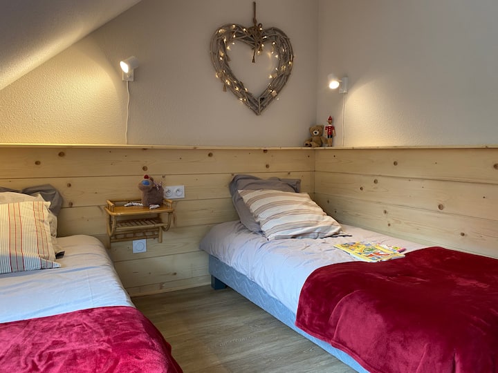 Kids bedroom, latex mattresses and new box springs.