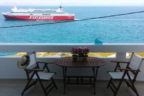 Overlooking the blue sea ...